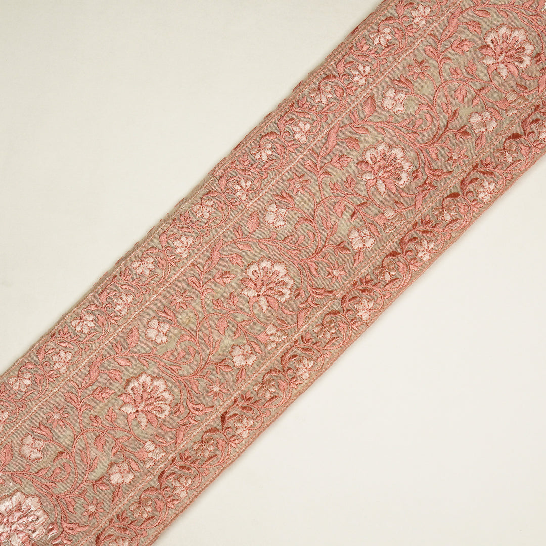 Shan Jaal on Cream/Blush Cotton Silk Embroidered Fabric