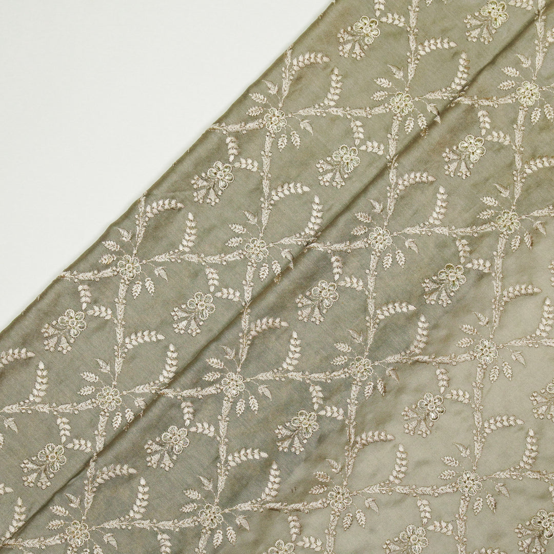 Trishika Jaal on Mouse Silk Chanderi Embroidered Fabric