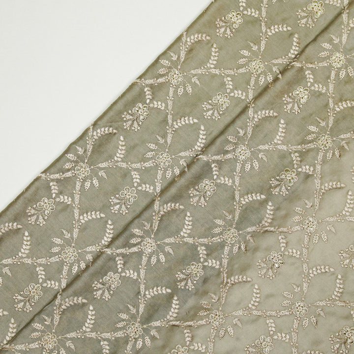 Trishika Jaal on Mouse Silk Chanderi Embroidered Fabric