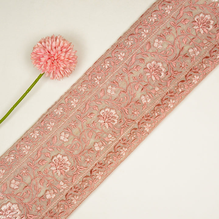 Shan Jaal on Cream/Blush Cotton Silk Embroidered Fabric