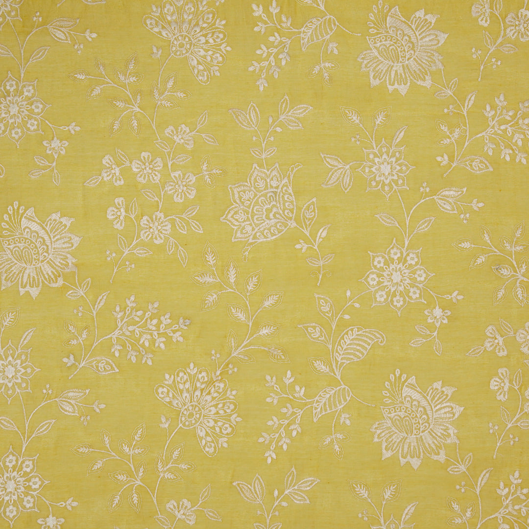 Sanjoli Jaal on Gold Cotton Silk Embroidered Fabric