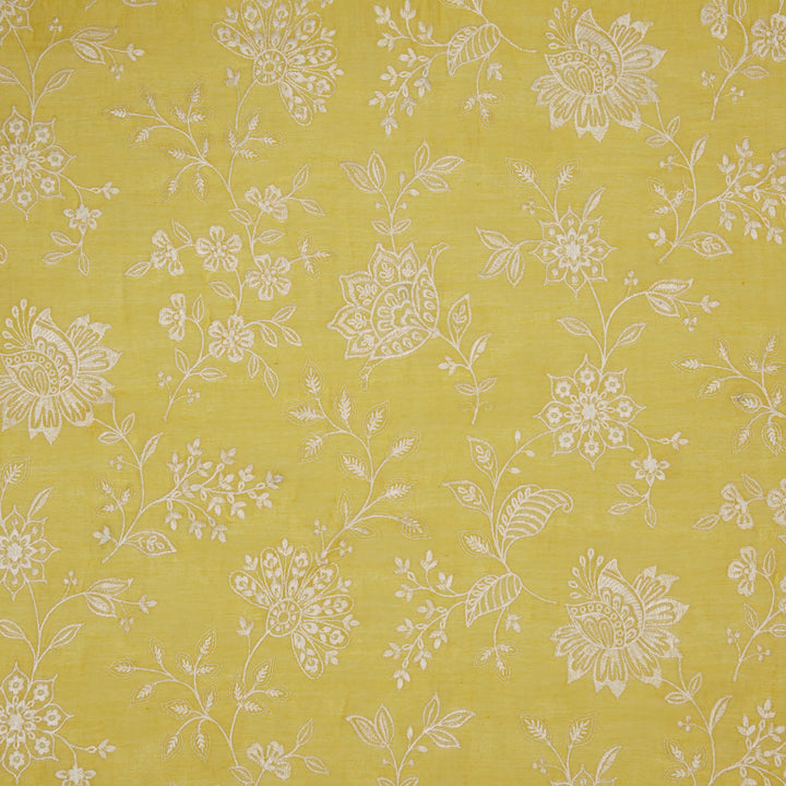 Sanjoli Jaal on Gold Cotton Silk Embroidered Fabric