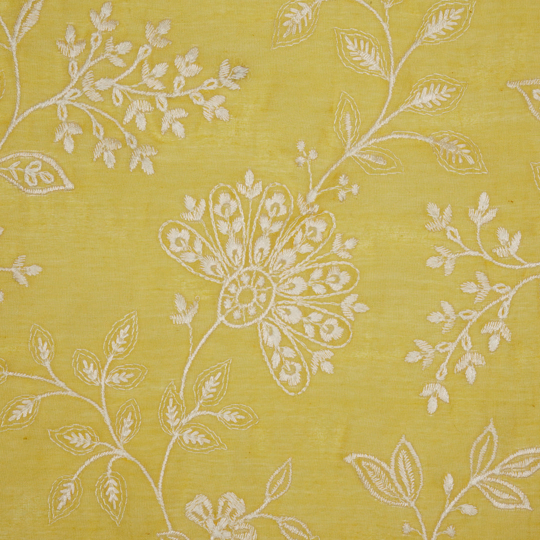 Sanjoli Jaal on Gold Cotton Silk Embroidered Fabric