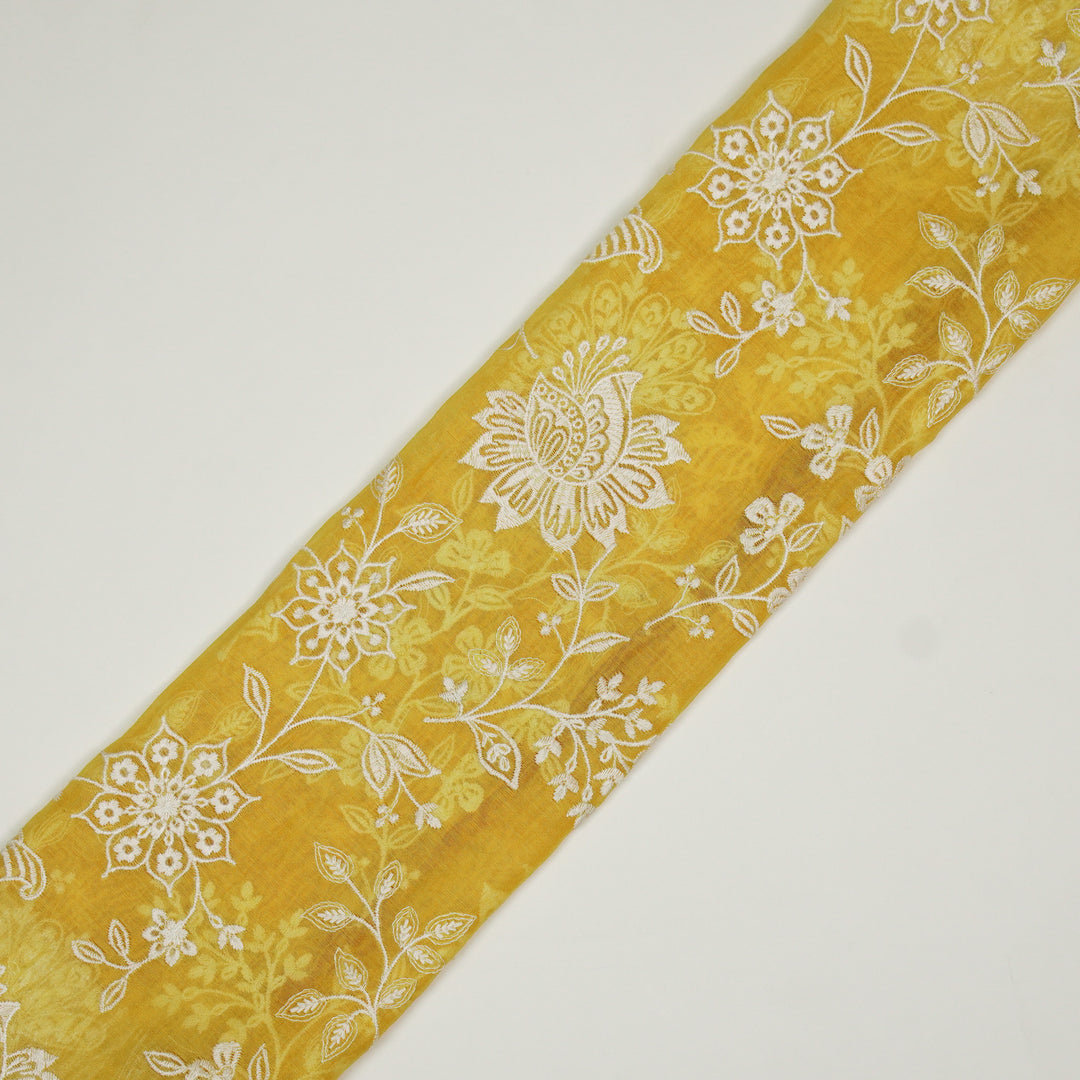 Sanjoli Jaal on Gold Cotton Silk Embroidered Fabric