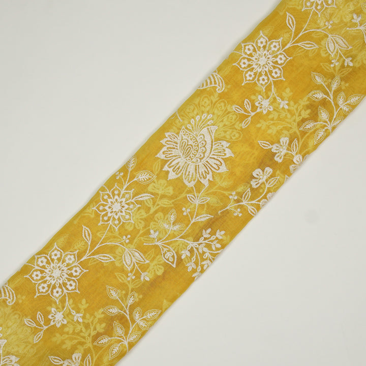 Sanjoli Jaal on Gold Cotton Silk Embroidered Fabric