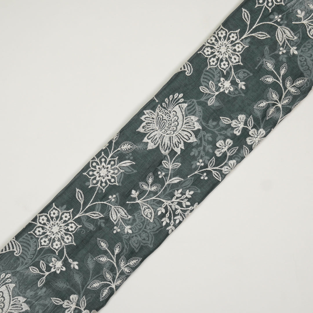 Sanjoli Jaal on Steel Grey Cotton Silk Embroidered Fabric