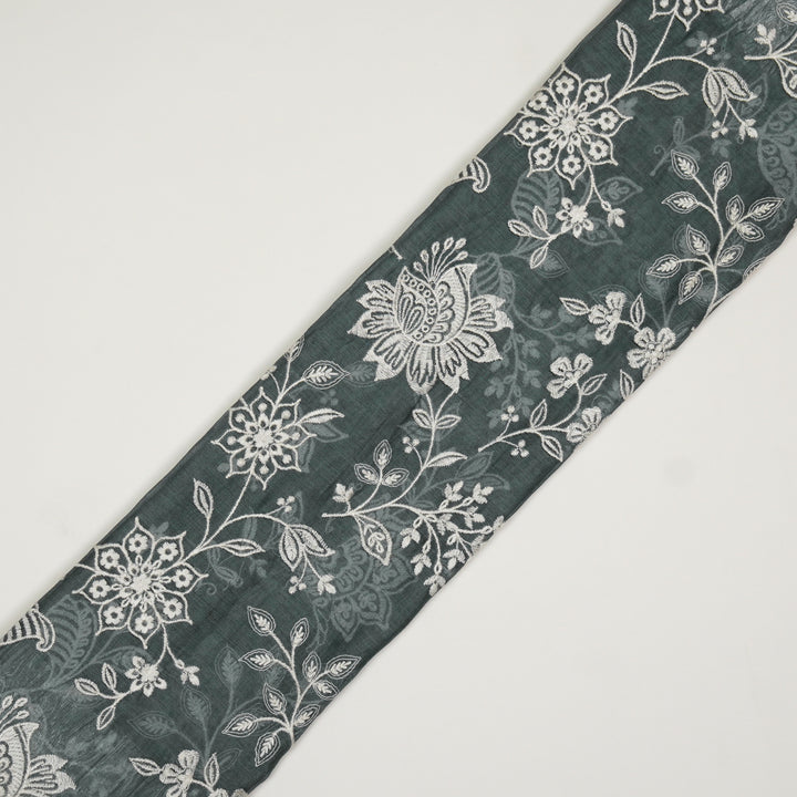 Sanjoli Jaal on Steel Grey Cotton Silk Embroidered Fabric