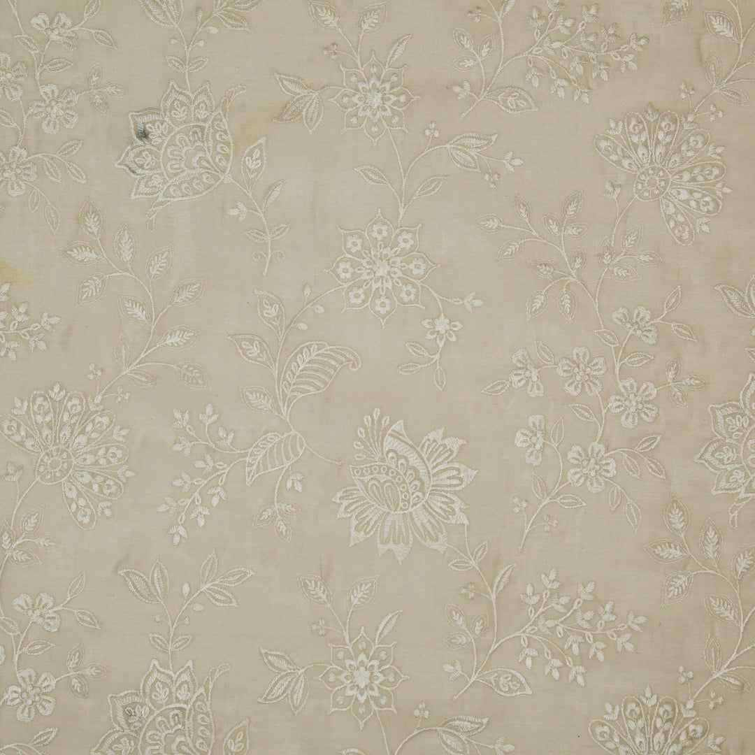 Sanjoli Jaal on Ecru Cotton Silk Embroidered Fabric