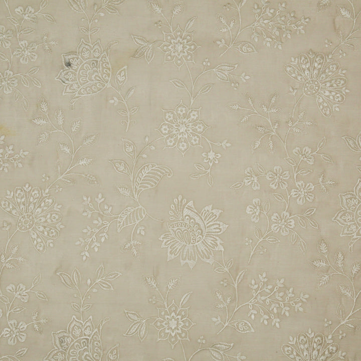 Sanjoli Jaal on Ecru Cotton Silk Embroidered Fabric