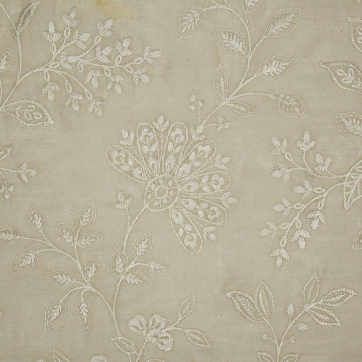 Sanjoli Jaal on Ecru Cotton Silk Embroidered Fabric