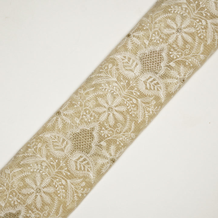 Chikankari Style Jaal With Zardozi On Cream Munga Kota