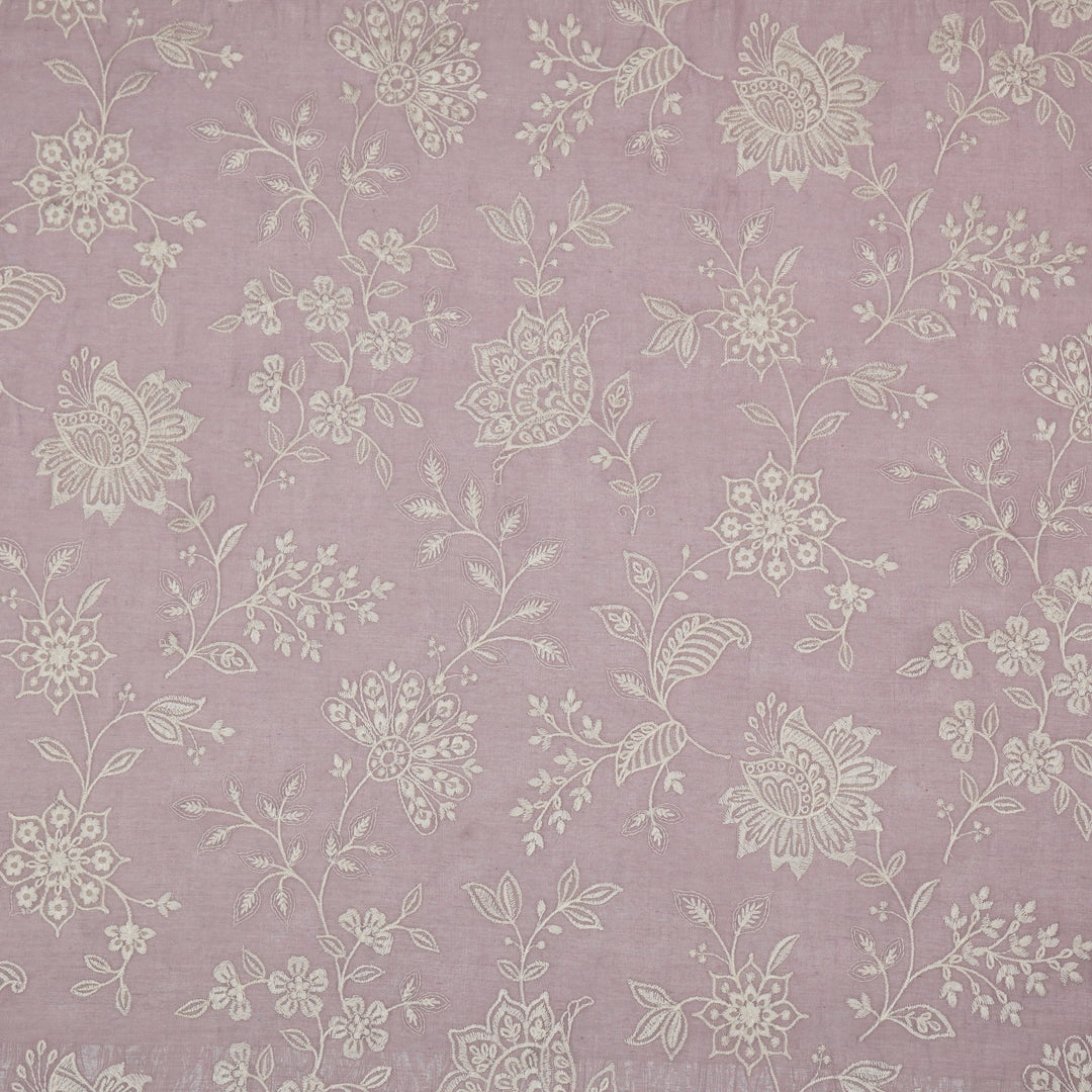 Sanjoli Jaal on Lavender Cotton Silk Embroidered Fabric