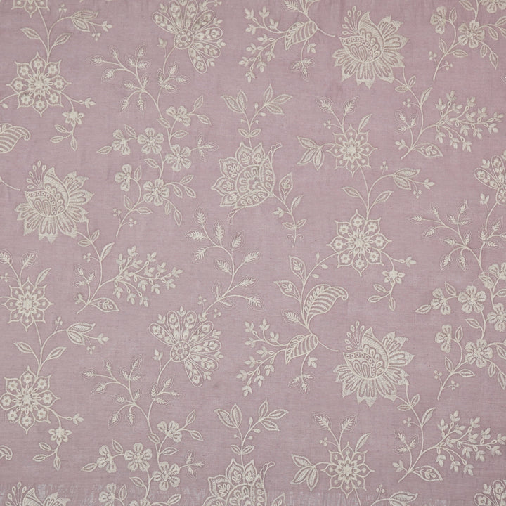 Sanjoli Jaal on Lavender Cotton Silk Embroidered Fabric