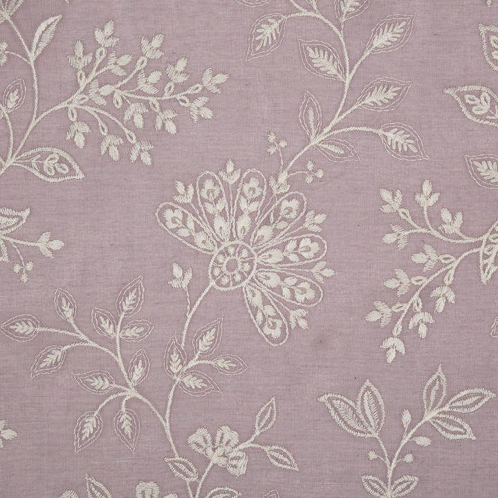 Sanjoli Jaal on Lavender Cotton Silk Embroidered Fabric