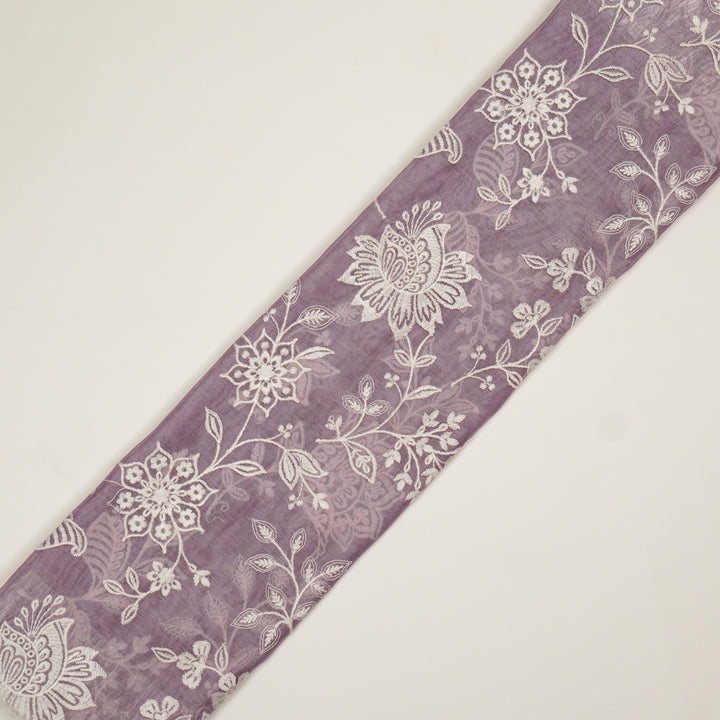 Sanjoli Jaal on Lavender Cotton Silk Embroidered Fabric