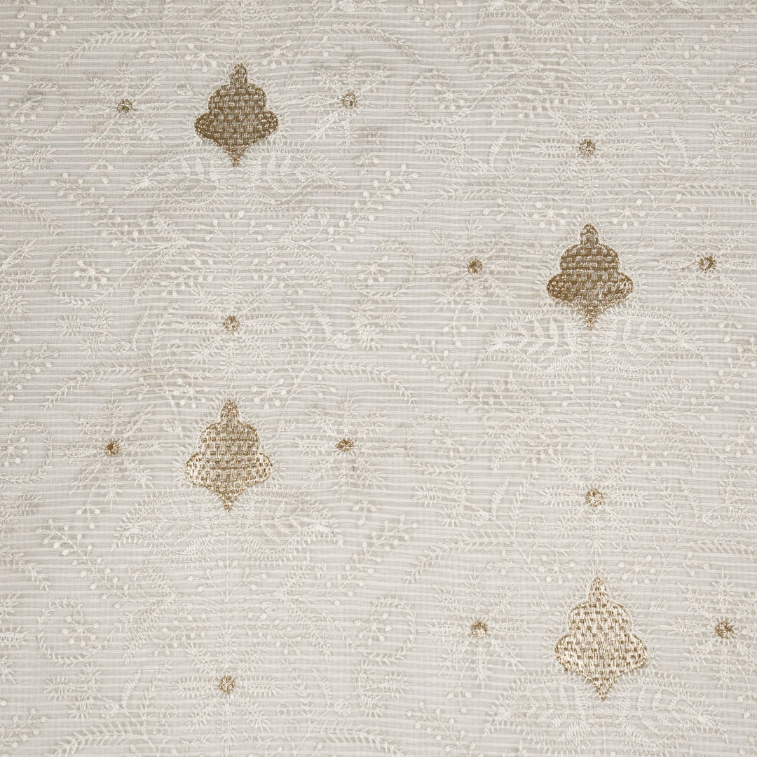 Chikankari Style Jaal With Zardozi On Grey Munga Kota
