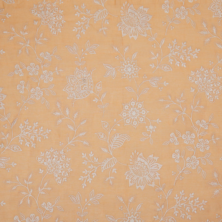 Sanjoli Jaal on Deep Peach Cotton Silk Embroidered Fabric