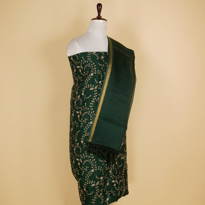Atiya Jaal  Suit fabric set on  Silk Organza(Unstitched)-  Green