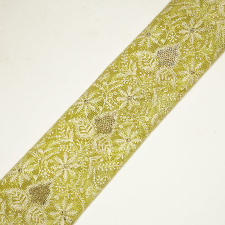 Chikankari Style Jaal With Zardozi On Lemon Munga Kota