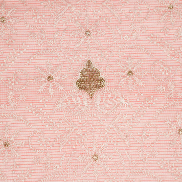 Chikankari Style Jaal With Zardozi On Gajari Munga Kota