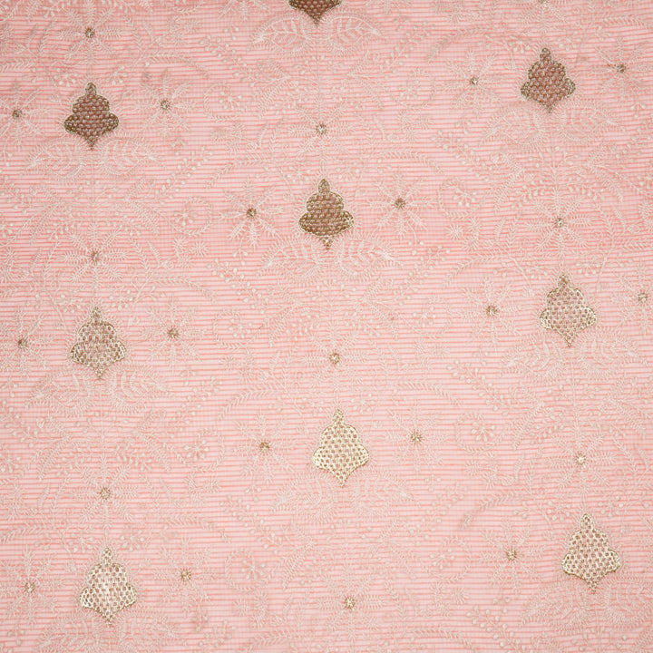 Chikankari Style Jaal With Zardozi On Gajari Munga Kota