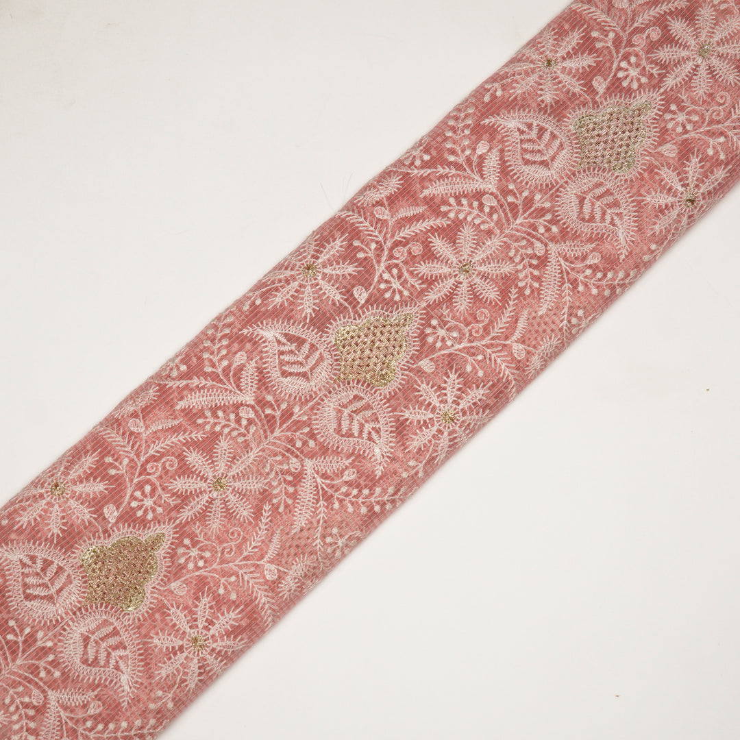 Chikankari Style Jaal With Zardozi On Pink Munga Kota