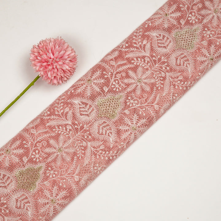 Chikankari Style Jaal With Zardozi On Gajari Munga Kota