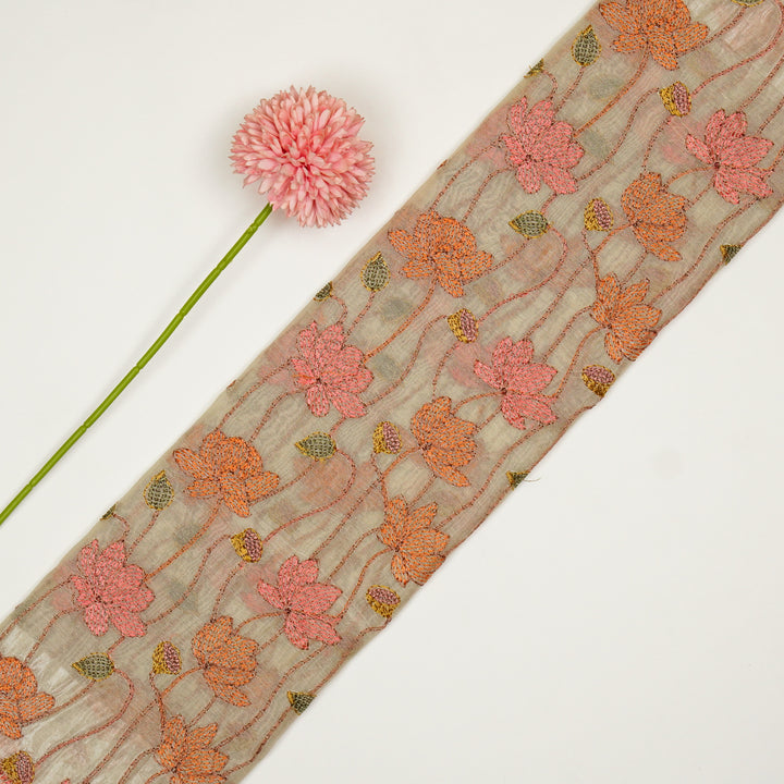 Raneem Jaal on Cream Cotton Silk Embroidered Fabric