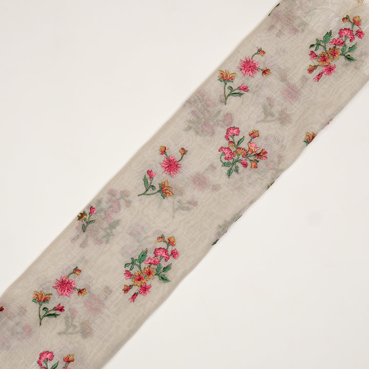 Ayda Buta Buti Mixture on Natural Ivory Cotton Silk Embroidered Fabric