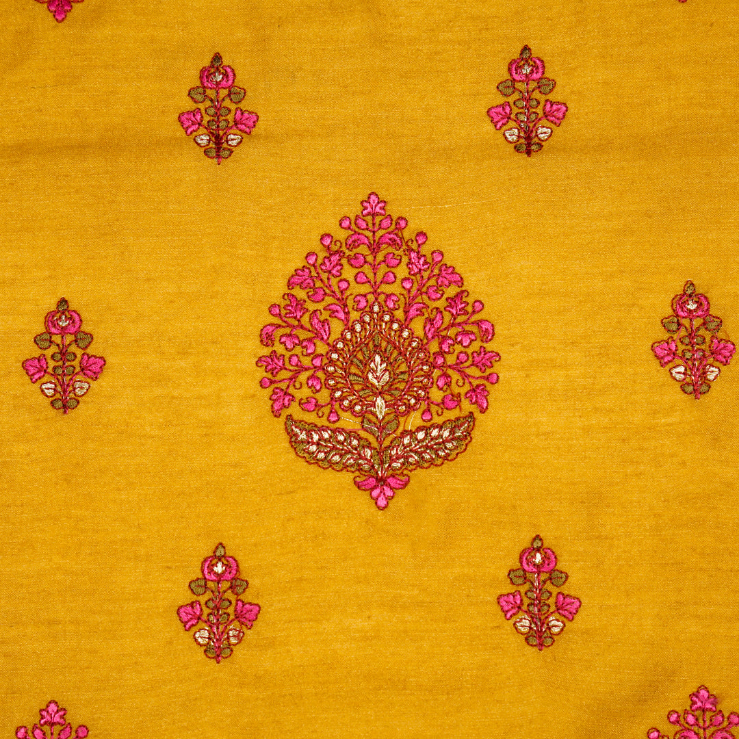 Peru Buta on Gold Munga Silk