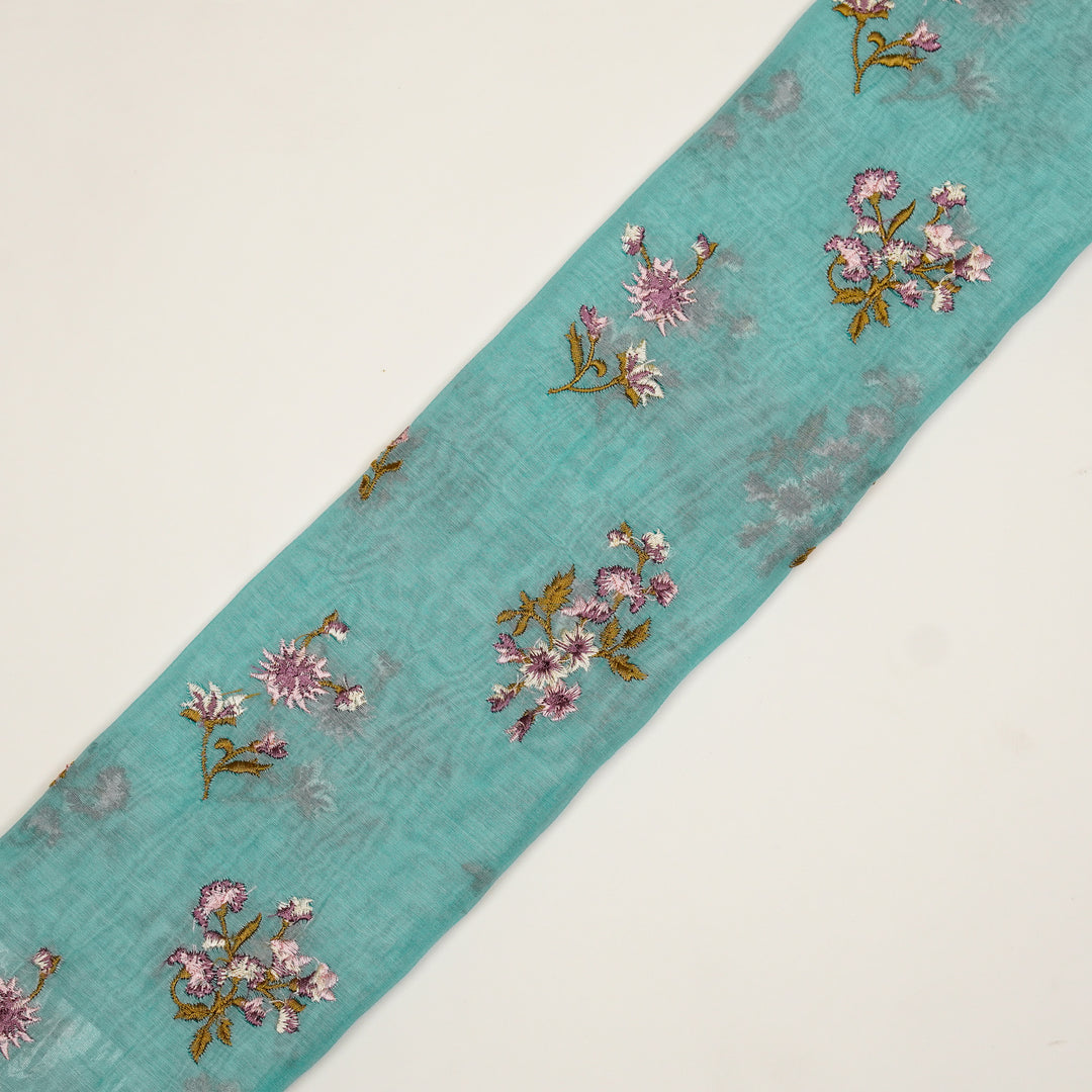 Ayda Buta Buti Mixture on Light Turquoise Cotton Silk Embroidered Fabric