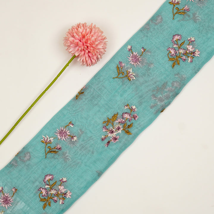 Ayda Buta Buti Mixture on Light Turquoise Cotton Silk Embroidered Fabric