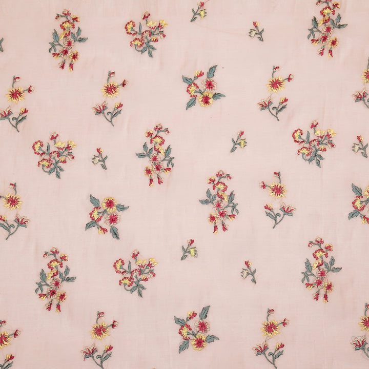 Ayda Buta Buti Mixture on Pink Cotton Silk Embroidered Fabric