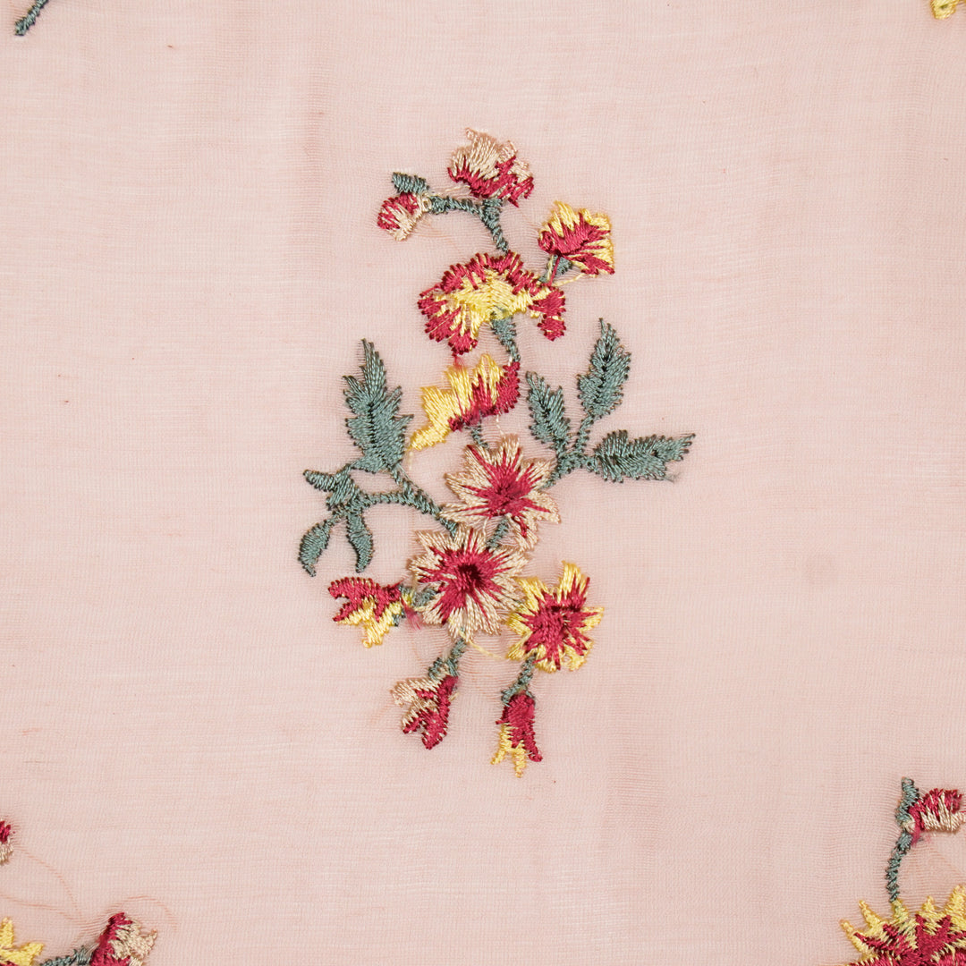 Ayda Buta Buti Mixture on Pink Cotton Silk Embroidered Fabric