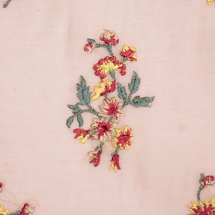 Ayda Buta Buti Mixture on Pink Cotton Silk Embroidered Fabric