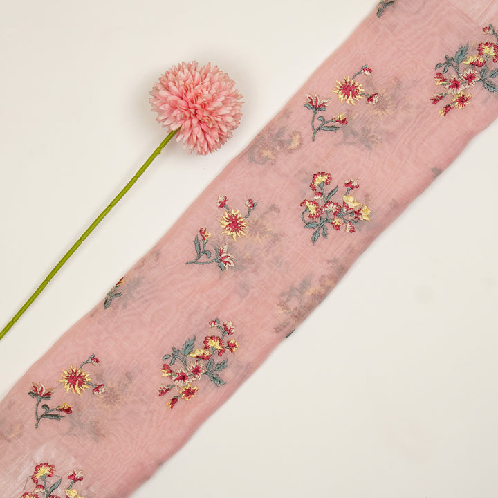 Ayda Buta Buti Mixture on Pink Cotton Silk Embroidered Fabric