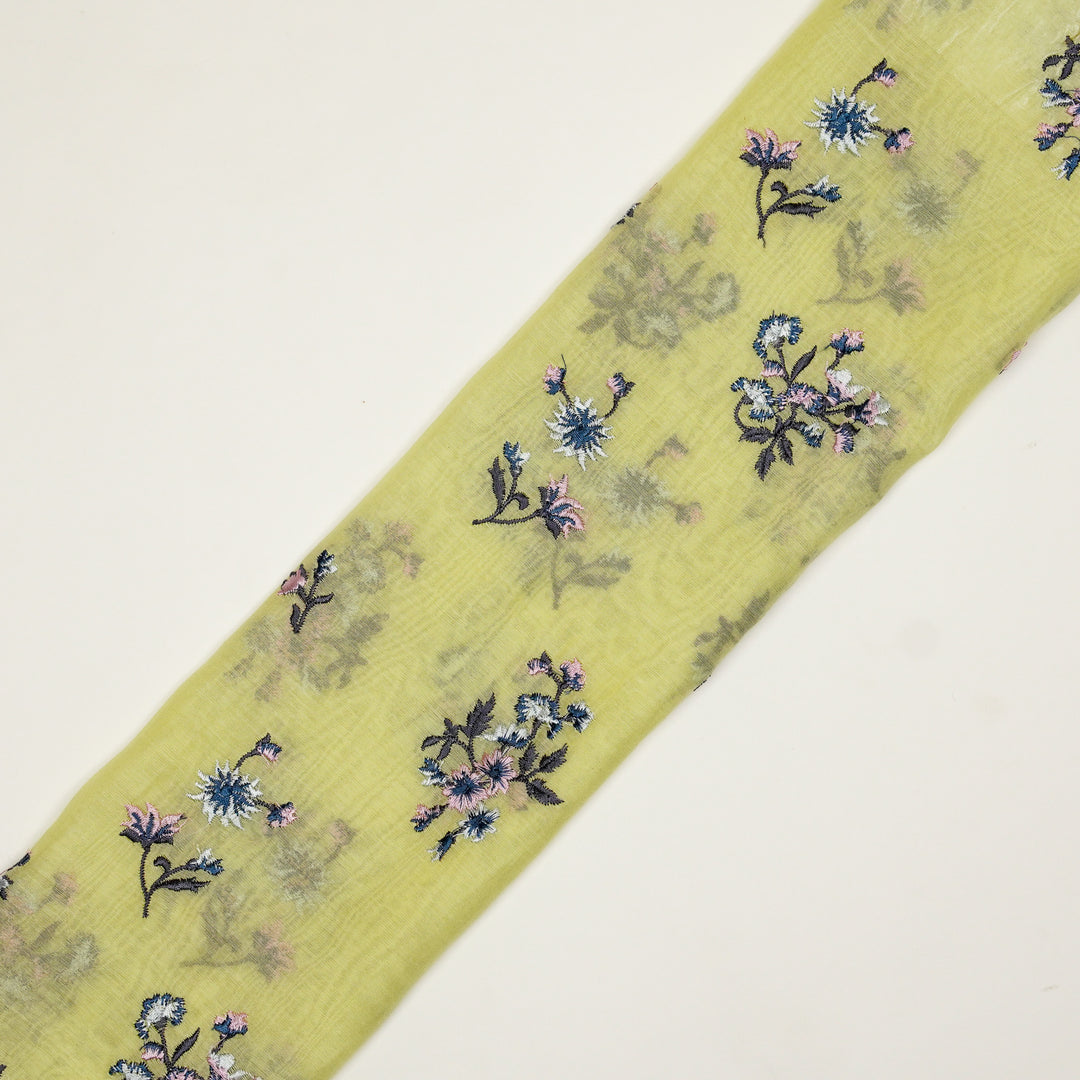 Ayda Buta Buti Mixture on Lemon Cotton Silk Embroidered Fabric