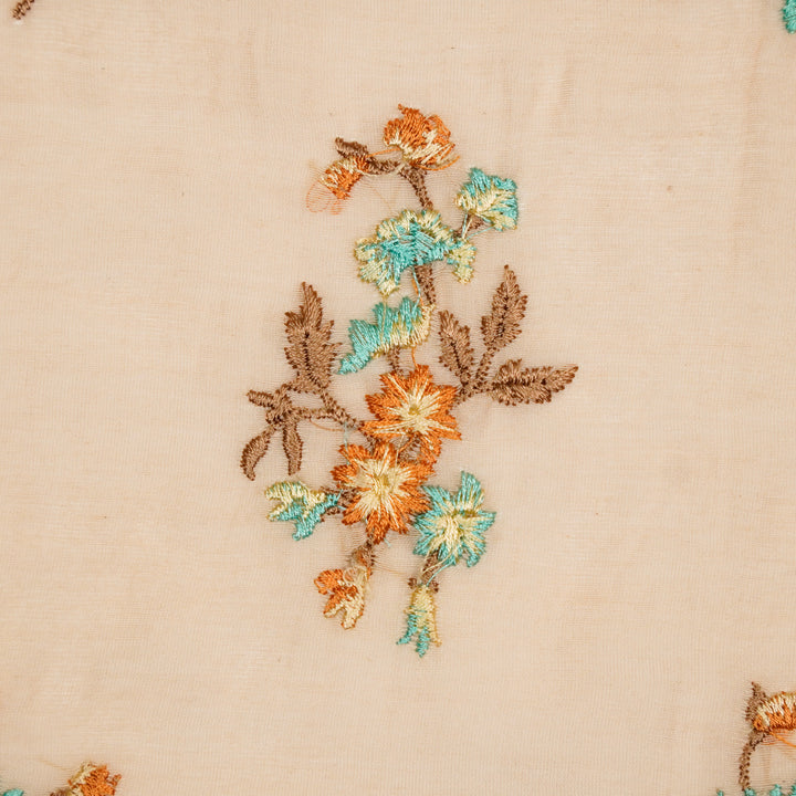 Ayda Buta Buti Mixture on Light Peach Cotton Silk Embroidered Fabric
