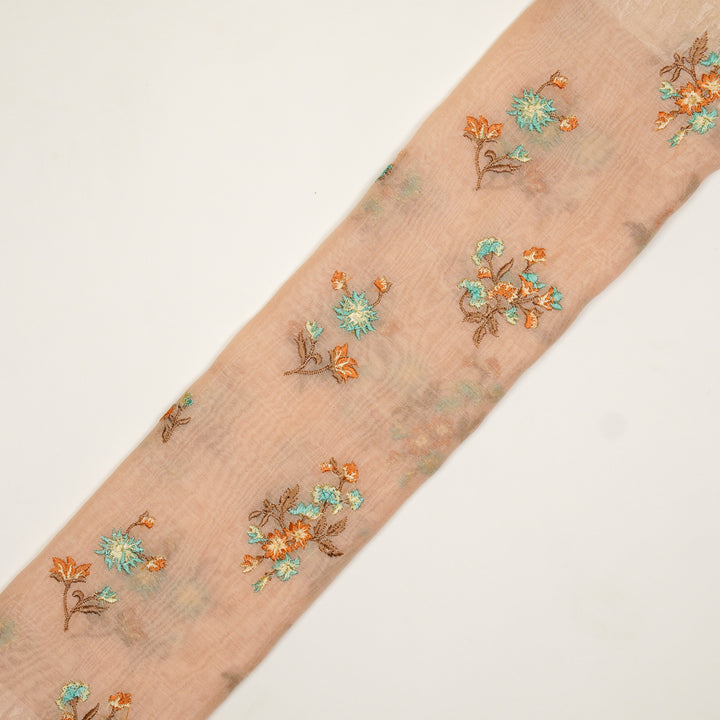 Ayda Buta Buti Mixture on Light Peach Cotton Silk Embroidered Fabric