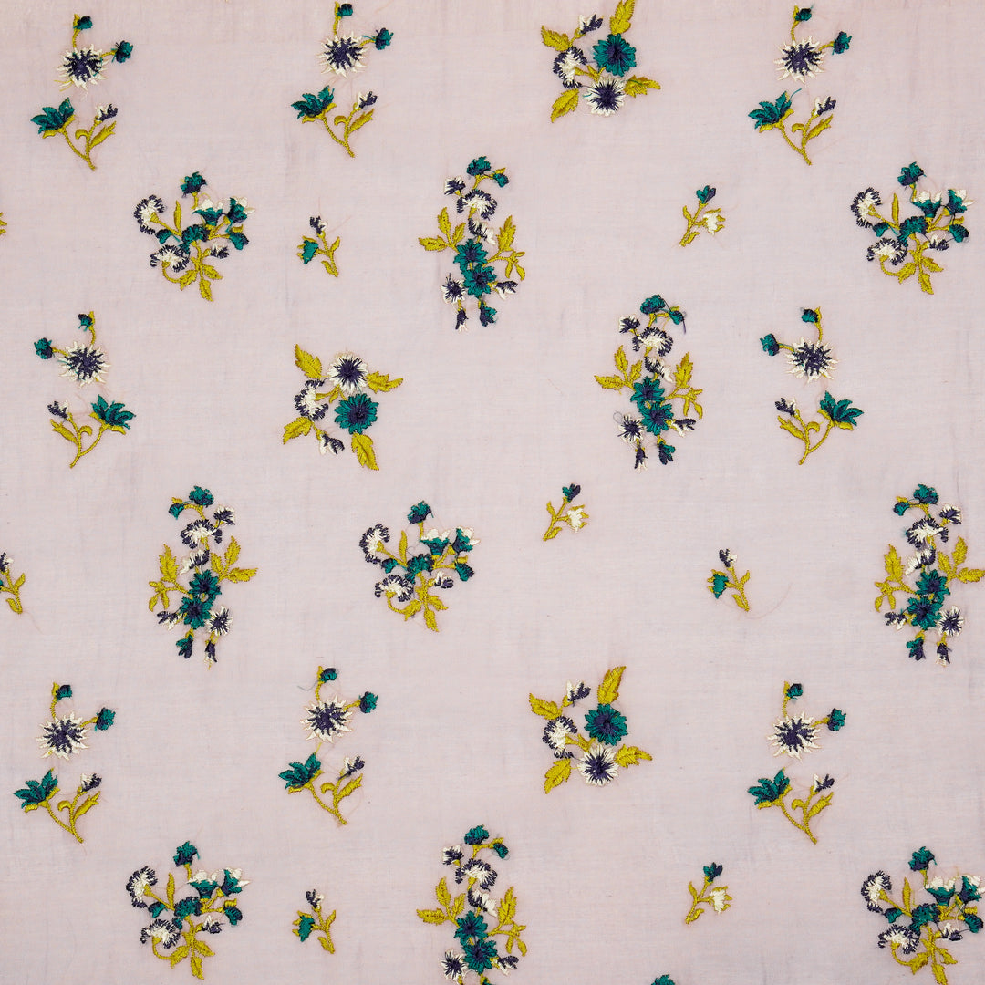 Ayda Buta Buti Mixture on Lavender Cotton Silk Embroidered Fabric