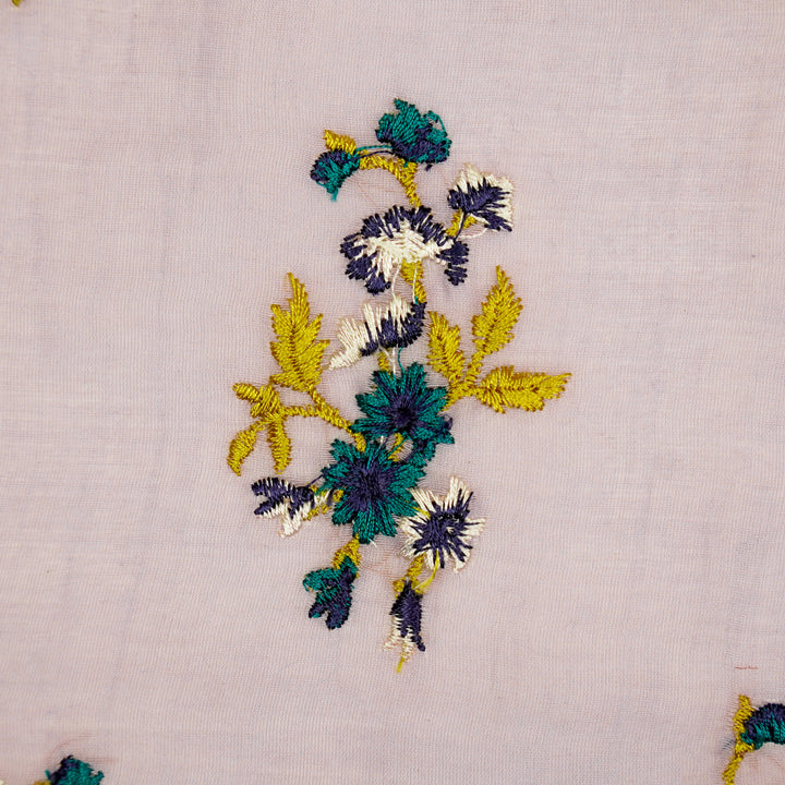 Ayda Buta Buti Mixture on Lavender Cotton Silk Embroidered Fabric