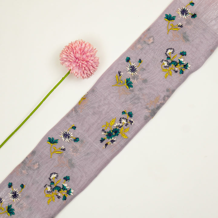 Ayda Buta Buti Mixture on Lavender Cotton Silk Embroidered Fabric