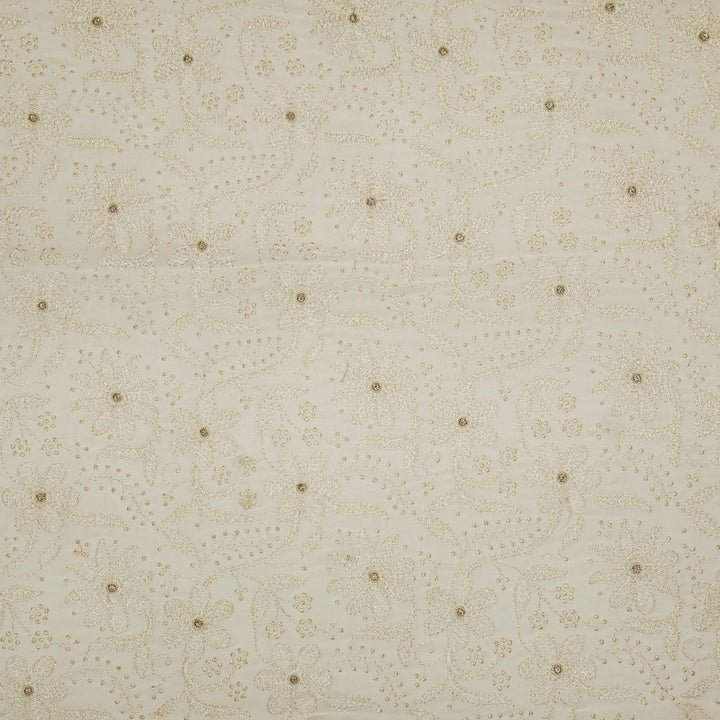 Charita Jaal on Natural Ivory Cotton Silk Embroidered Fabric