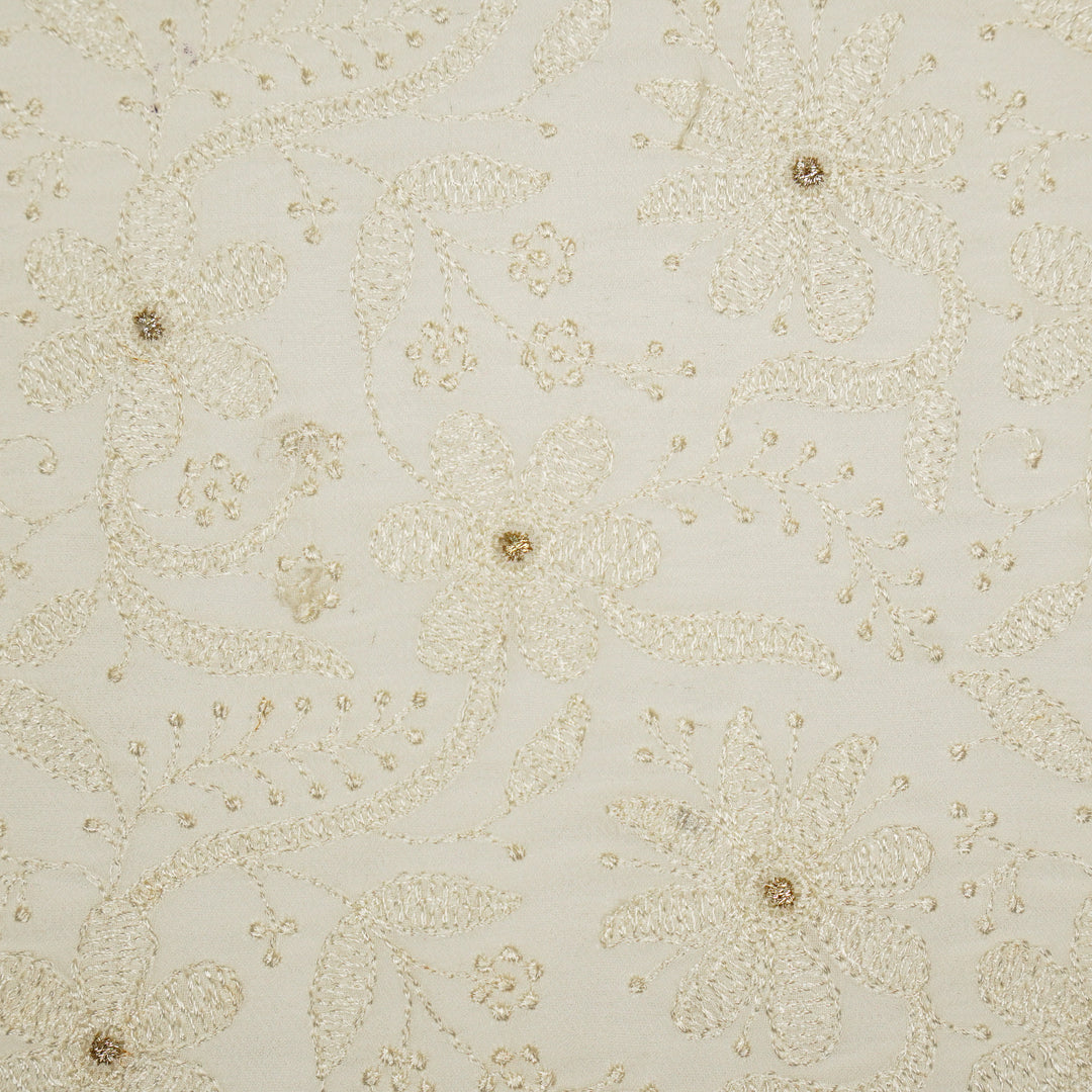 Charita Jaal on Natural Ivory Cotton Silk Embroidered Fabric