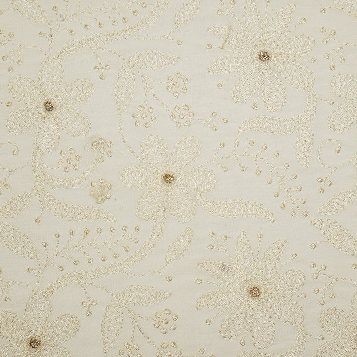 Charita Jaal on Natural Ivory Cotton Silk Embroidered Fabric