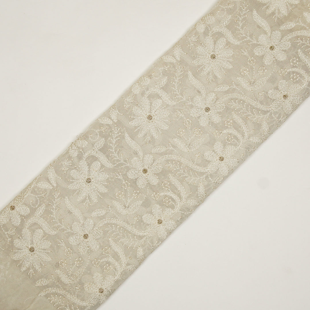 Charita Jaal on Natural Ivory Cotton Silk Embroidered Fabric