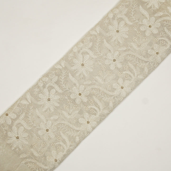 Charita Jaal on Natural Ivory Cotton Silk Embroidered Fabric