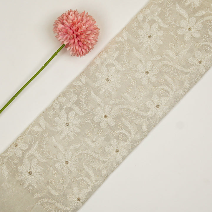 Charita Jaal on Natural Ivory Cotton Silk Embroidered Fabric
