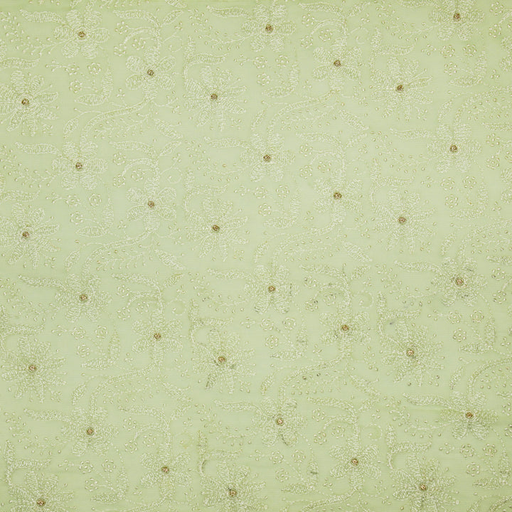 Charita Jaal on Sea/Green Cotton Silk Embroidered Fabric