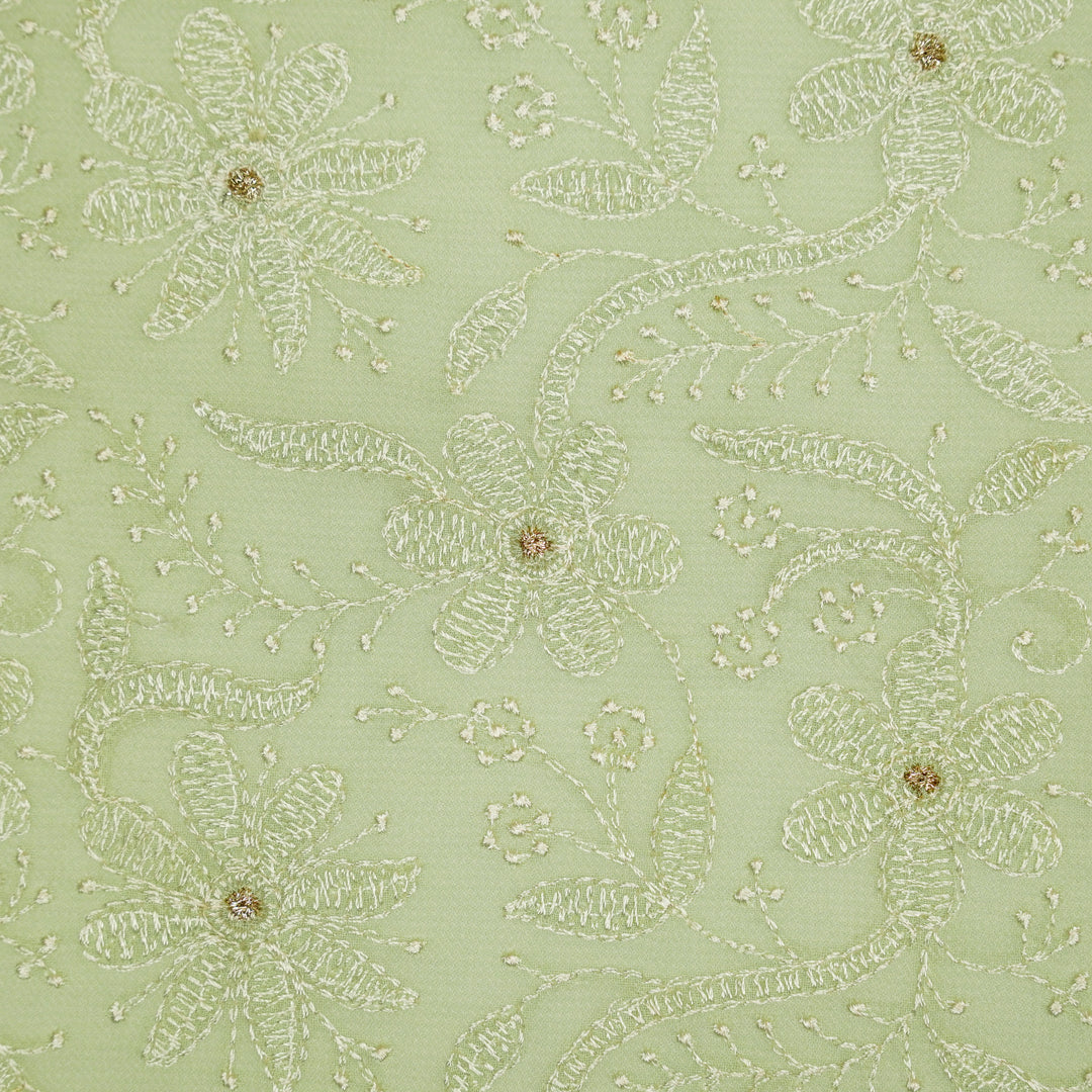 Charita Jaal on Sea/Green Cotton Silk Embroidered Fabric